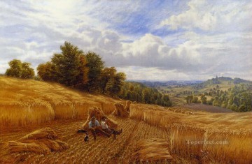 収穫風景からの休息 アルフレッド・グレンデニング Oil Paintings